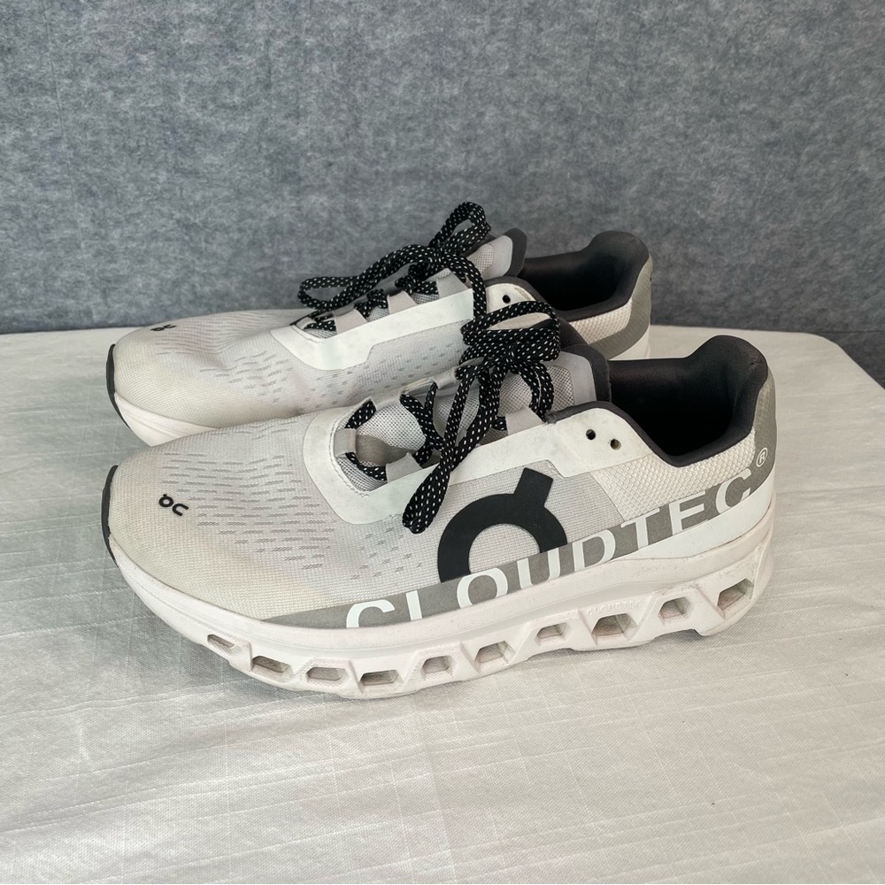 On Running Cloudmonster Max Cushion Sneakers White Grey Black Size 9